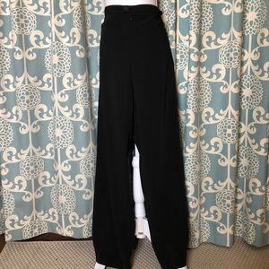 Black Silk Blend Wide Leg Pants